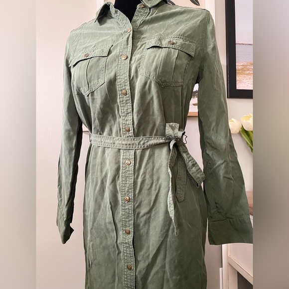Banana Republic Army Green Button Down Dress 2P - Picture 12 of 16